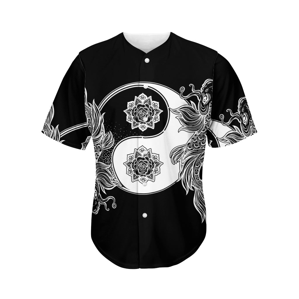 Yin And Yang Koi Carp Fish Print Men's Baseball Jersey