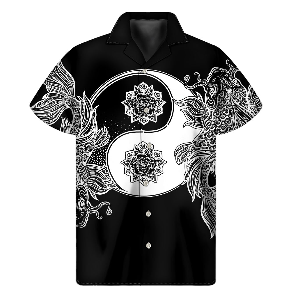 Yin And Yang Koi Carp Fish Print Men's Short Sleeve Shirt