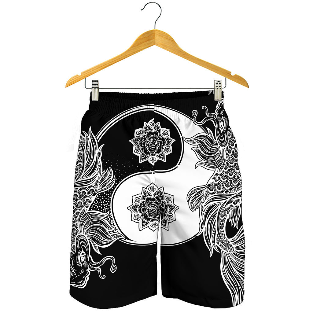 Yin And Yang Koi Carp Fish Print Men's Shorts
