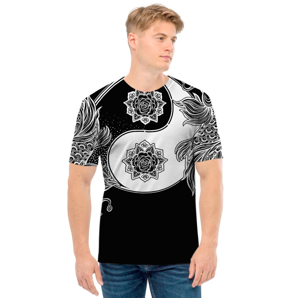 Yin And Yang Koi Carp Fish Print Men's T-Shirt