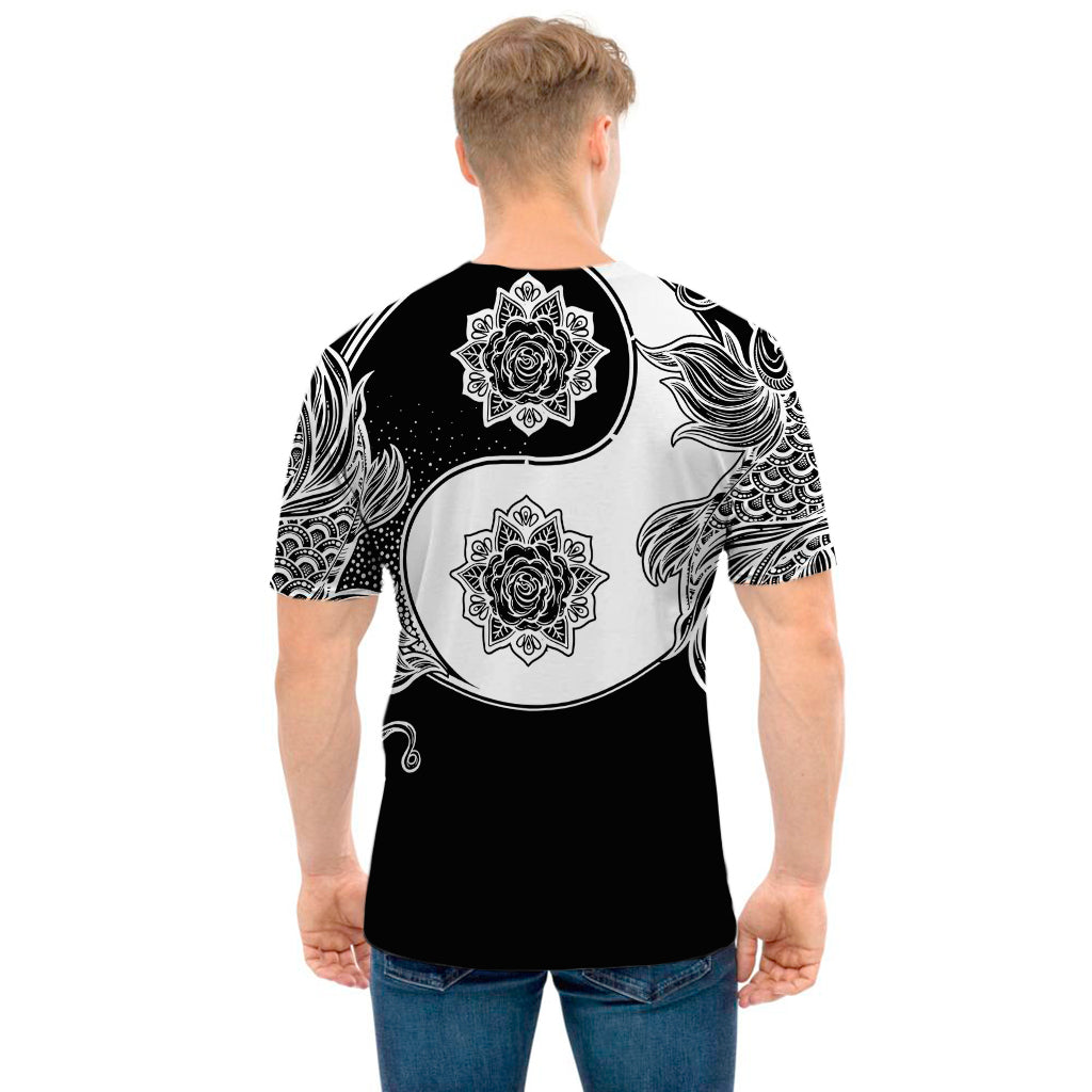 Yin And Yang Koi Carp Fish Print Men's T-Shirt