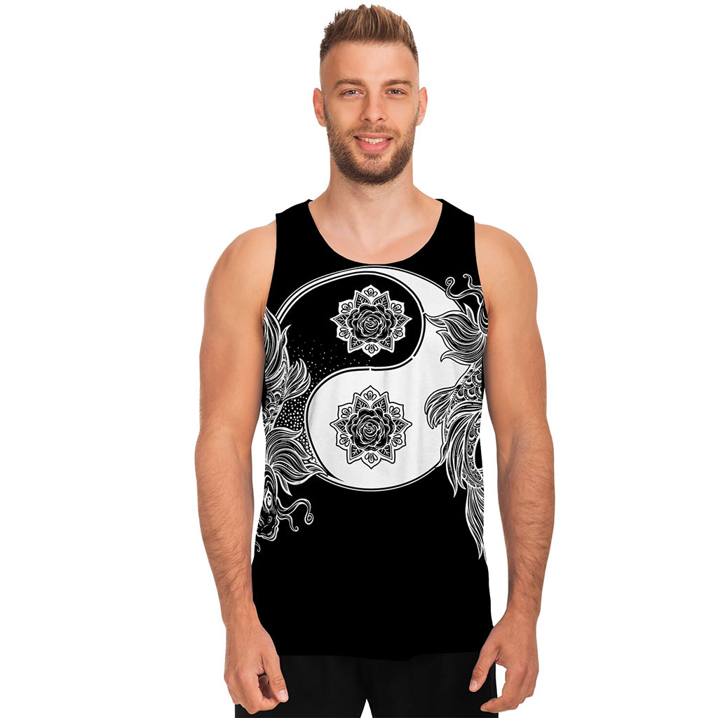 Yin And Yang Koi Carp Fish Print Men's Tank Top