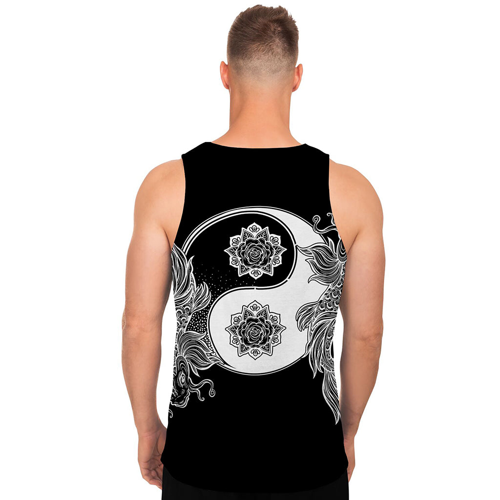 Yin And Yang Koi Carp Fish Print Men's Tank Top