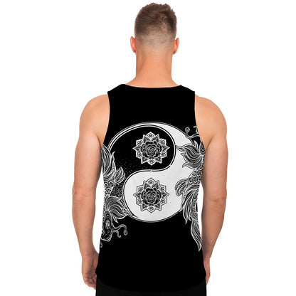 Yin And Yang Koi Carp Fish Print Men's Tank Top