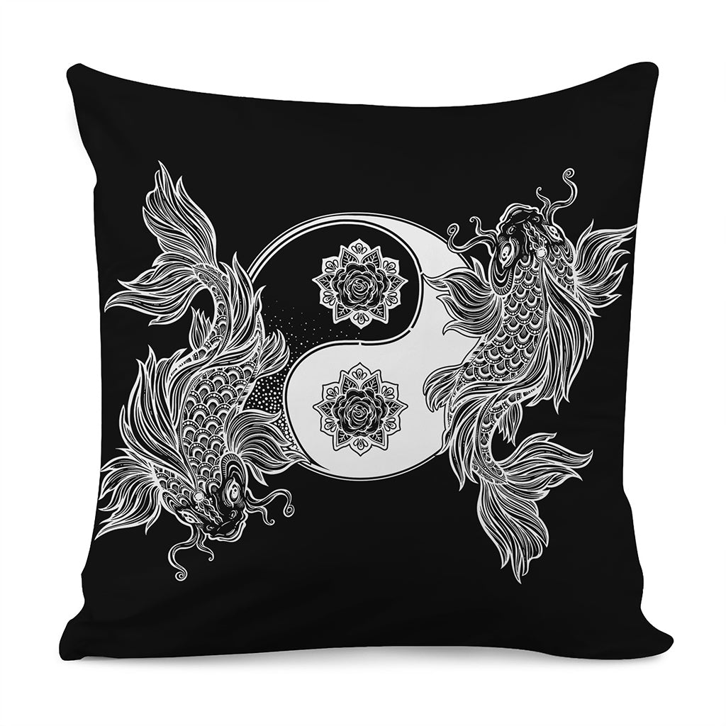 Yin And Yang Koi Carp Fish Print Pillow Cover