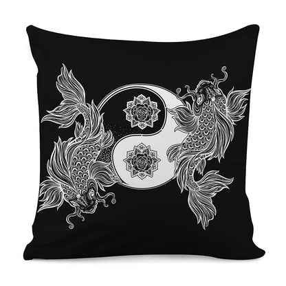 Yin And Yang Koi Carp Fish Print Pillow Cover