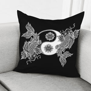 Yin And Yang Koi Carp Fish Print Pillow Cover