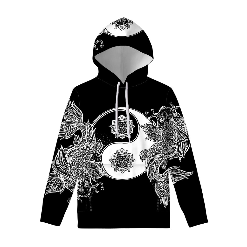 Yin And Yang Koi Carp Fish Print Pullover Hoodie