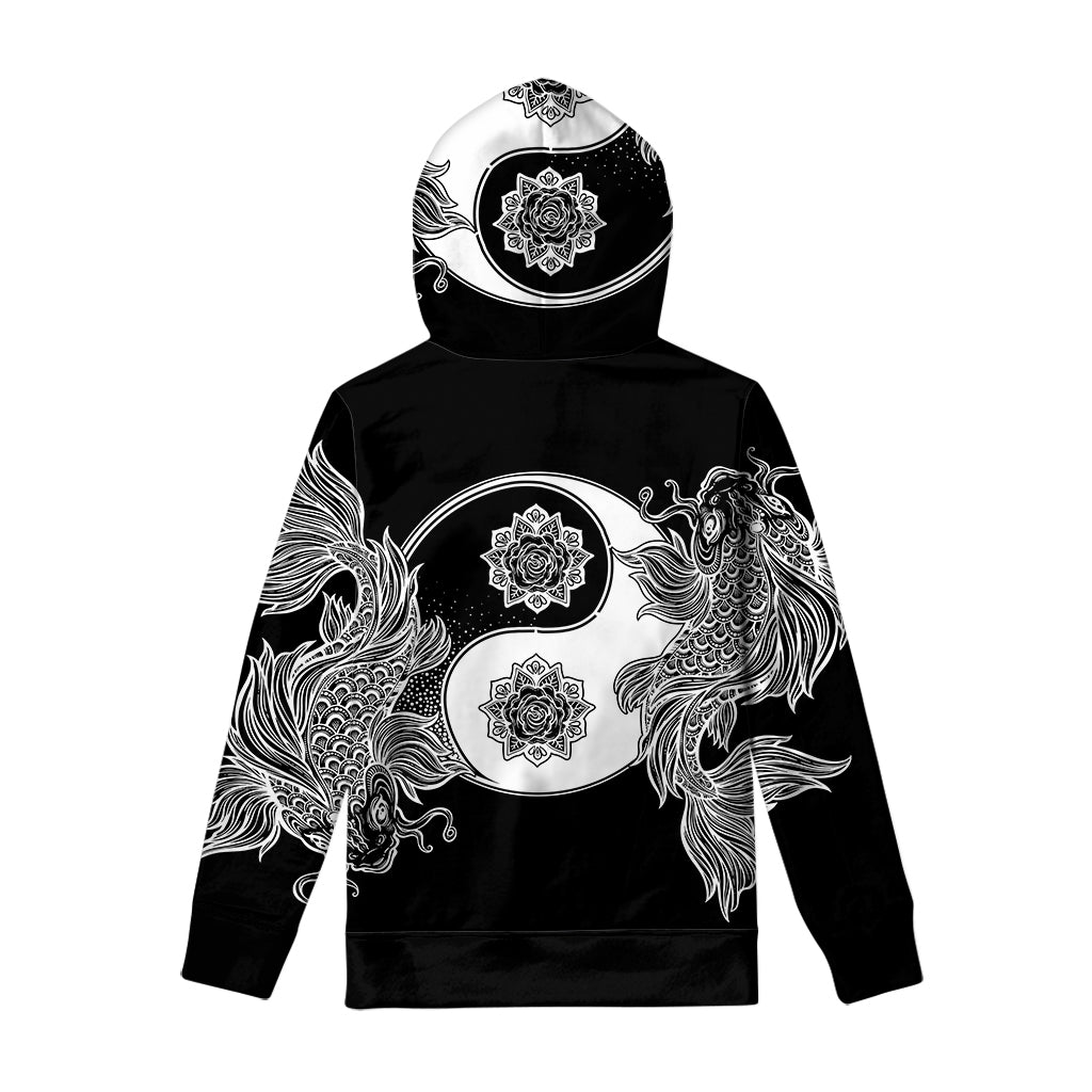 Yin And Yang Koi Carp Fish Print Pullover Hoodie
