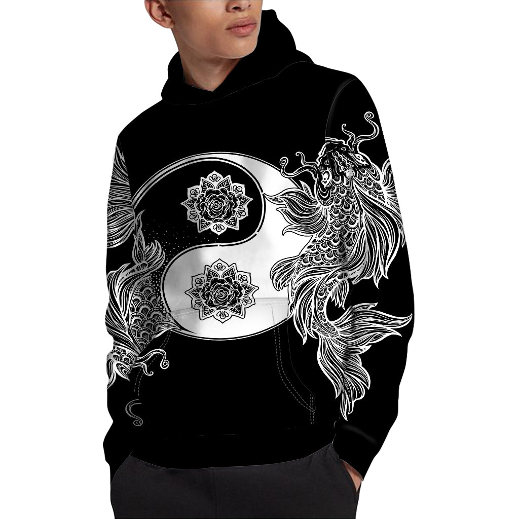 Yin And Yang Koi Carp Fish Print Pullover Hoodie