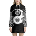 Yin And Yang Koi Carp Fish Print Pullover Hoodie Dress