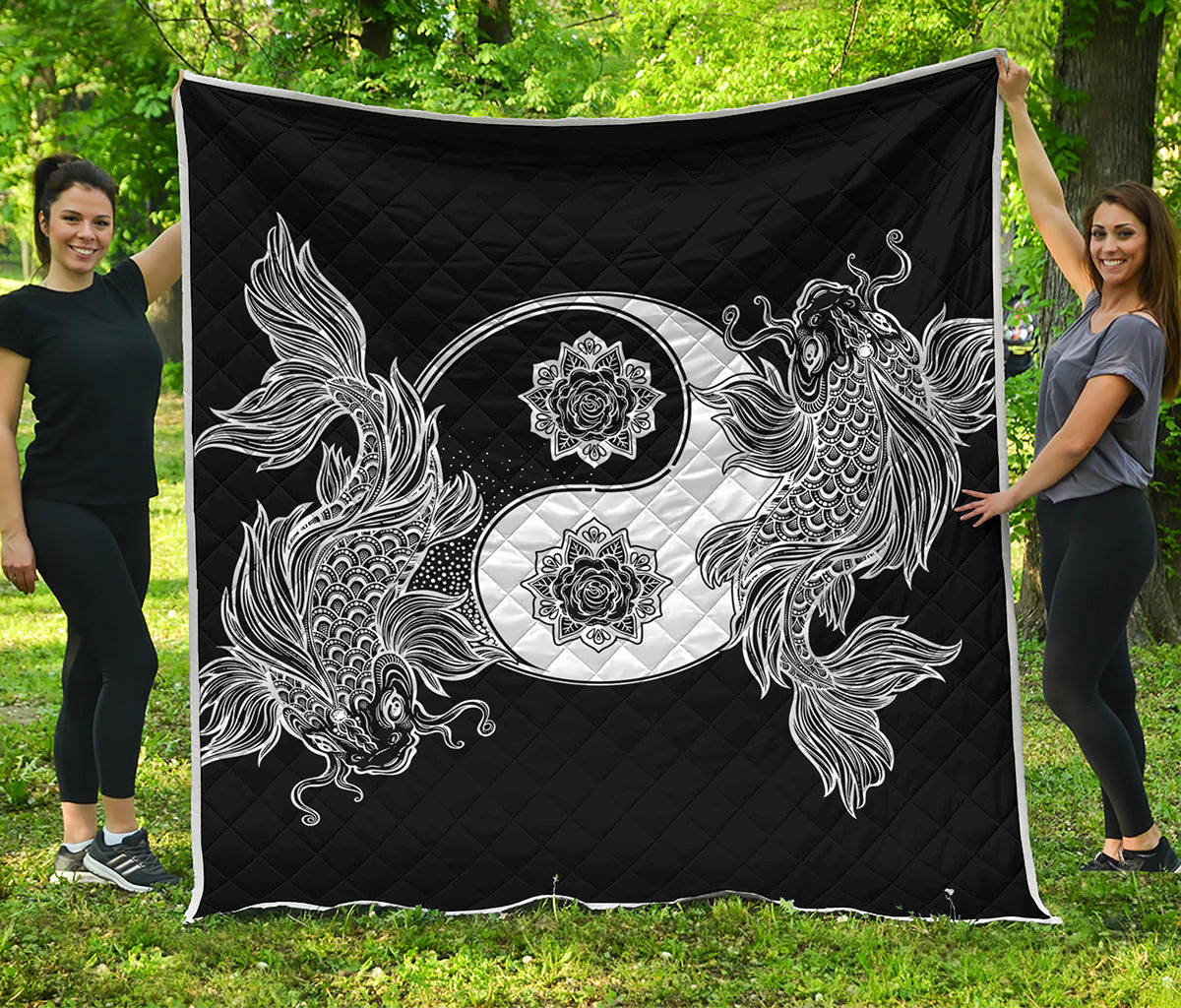 Yin And Yang Koi Carp Fish Print Quilt