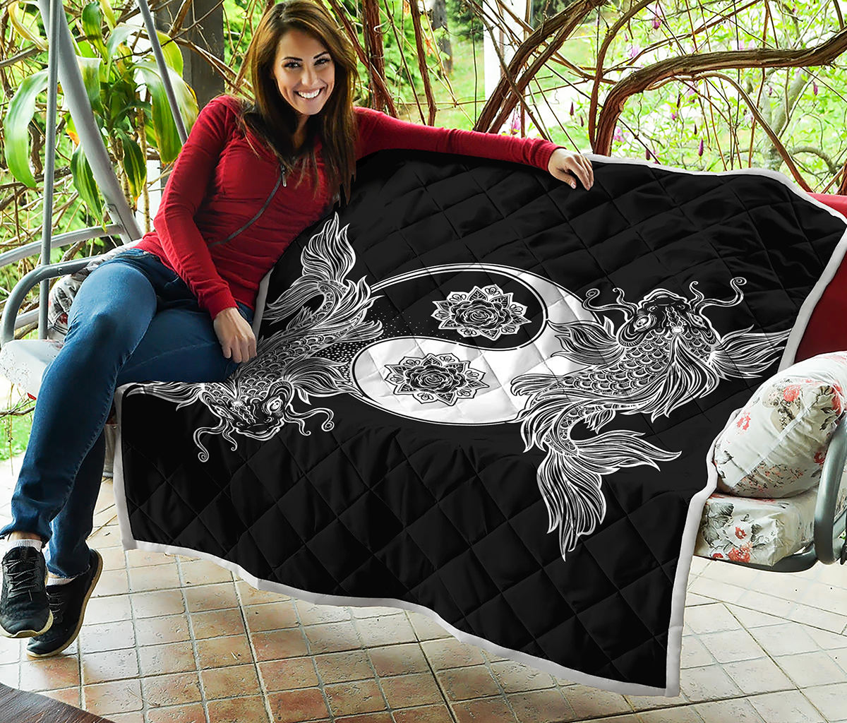 Yin And Yang Koi Carp Fish Print Quilt
