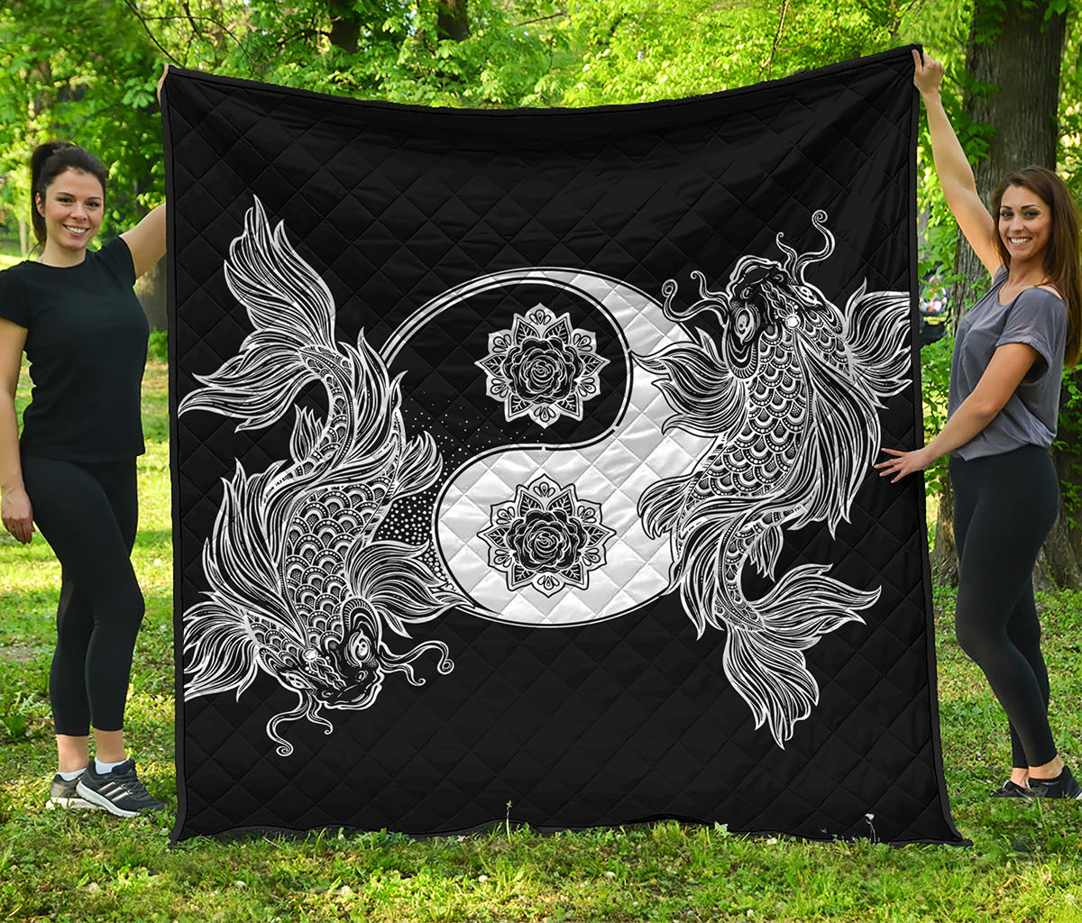 Yin And Yang Koi Carp Fish Print Quilt