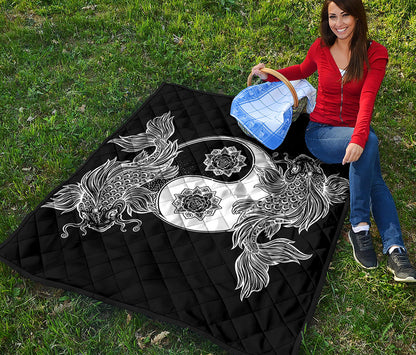 Yin And Yang Koi Carp Fish Print Quilt