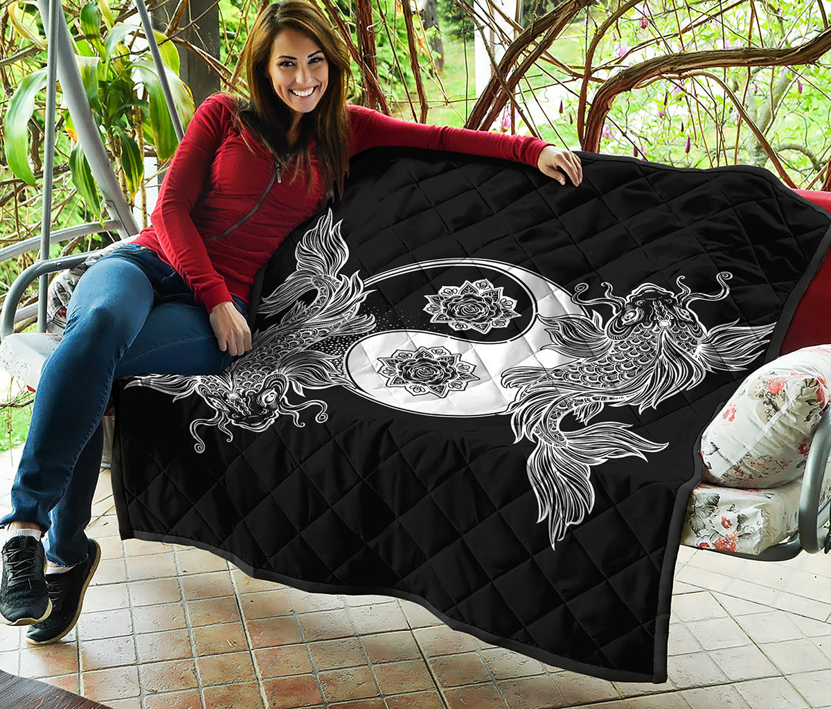 Yin And Yang Koi Carp Fish Print Quilt