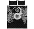 Yin And Yang Koi Carp Fish Print Quilt Bed Set