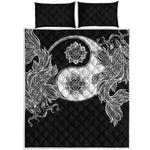 Yin And Yang Koi Carp Fish Print Quilt Bed Set