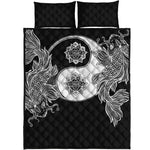 Yin And Yang Koi Carp Fish Print Quilt Bed Set