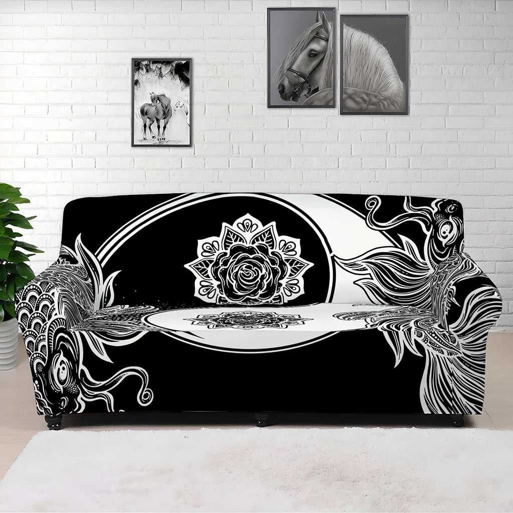 Yin And Yang Koi Carp Fish Print Sofa Cover