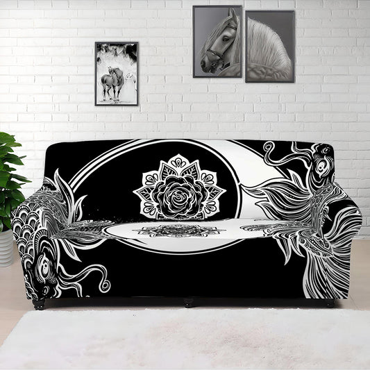 Yin And Yang Koi Carp Fish Print Sofa Cover