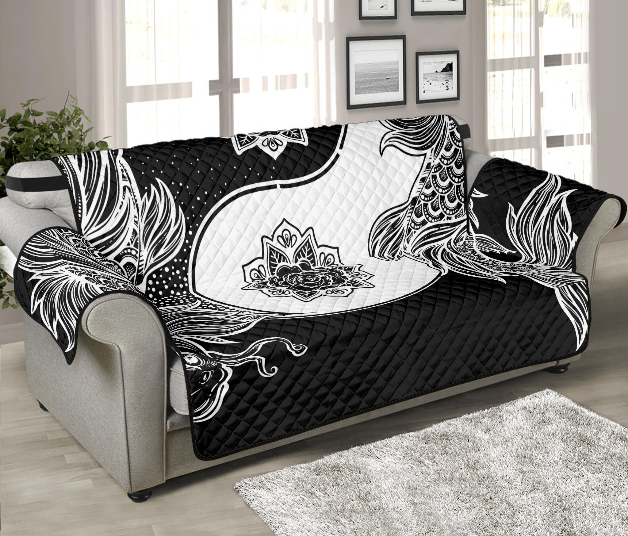 Yin And Yang Koi Carp Fish Print Sofa Protector