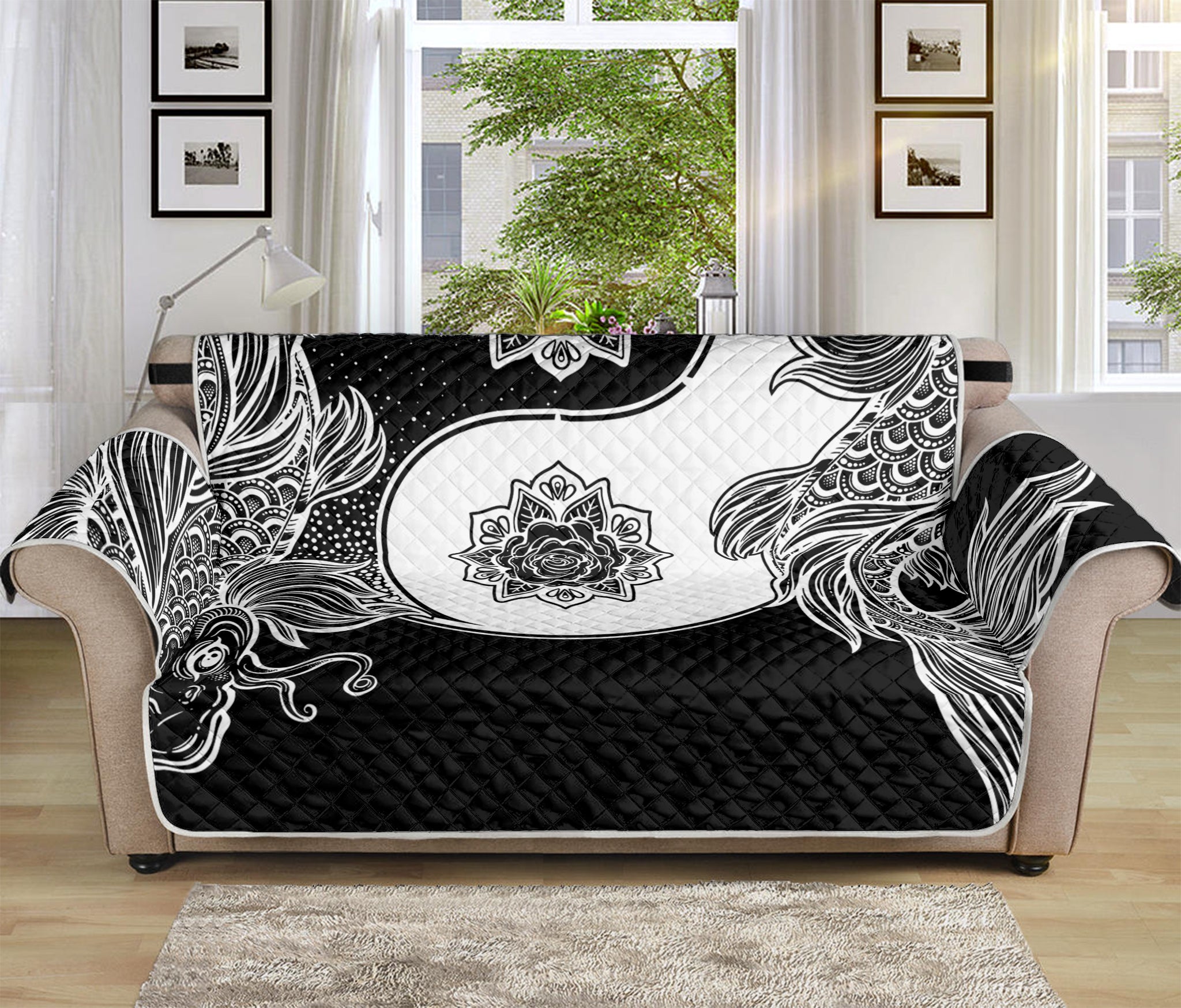 Yin And Yang Koi Carp Fish Print Sofa Protector