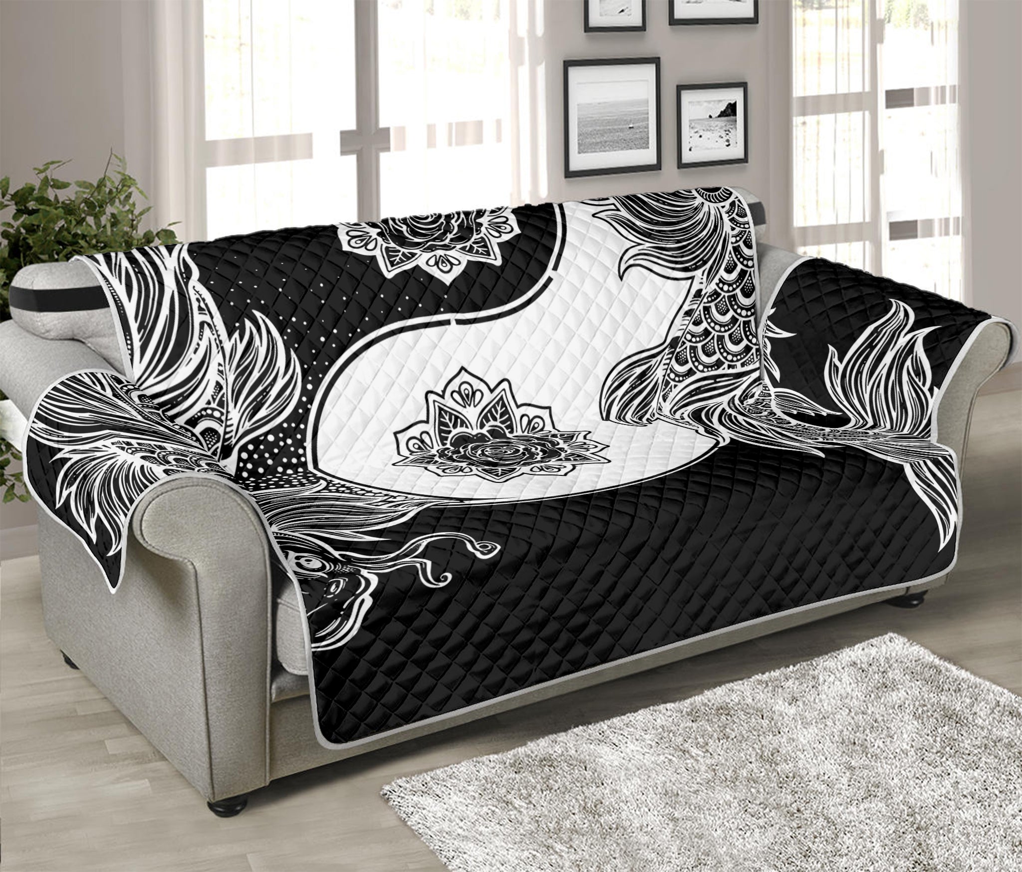 Yin And Yang Koi Carp Fish Print Sofa Protector