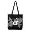 Yin And Yang Koi Carp Fish Print Tote Bag