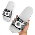 Yin And Yang Koi Carp Fish Print White Slide Sandals