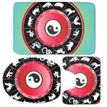 Yin Yang Chinese Zodiac Signs Print 3 Piece Bath Mat Set