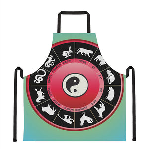 Yin Yang Chinese Zodiac Signs Print Apron