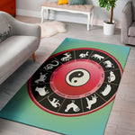 Yin Yang Chinese Zodiac Signs Print Area Rug