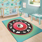 Yin Yang Chinese Zodiac Signs Print Area Rug