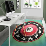 Yin Yang Chinese Zodiac Signs Print Area Rug