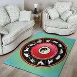 Yin Yang Chinese Zodiac Signs Print Area Rug