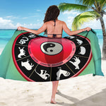 Yin Yang Chinese Zodiac Signs Print Beach Sarong Wrap