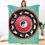 Yin Yang Chinese Zodiac Signs Print Blanket