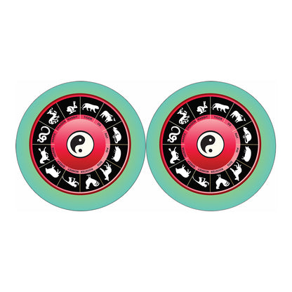 Yin Yang Chinese Zodiac Signs Print Car Coasters