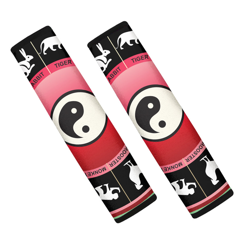 Yin Yang Chinese Zodiac Signs Print Car Seat Belt Covers