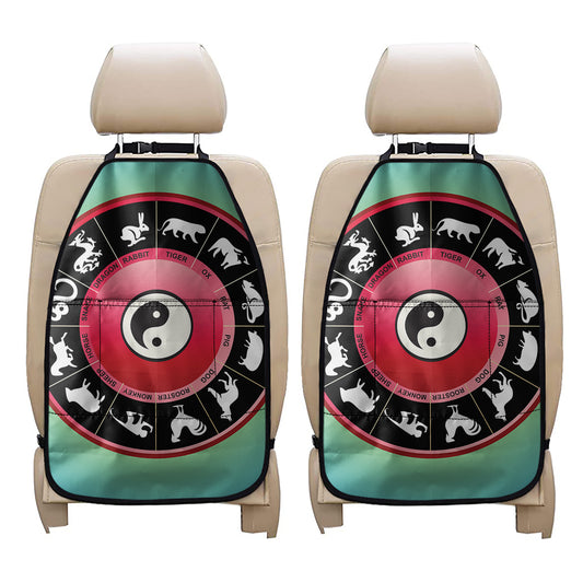Yin Yang Chinese Zodiac Signs Print Car Seat Organizers
