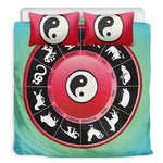 Yin Yang Chinese Zodiac Signs Print Duvet Cover Bedding Set