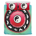 Yin Yang Chinese Zodiac Signs Print Duvet Cover Bedding Set
