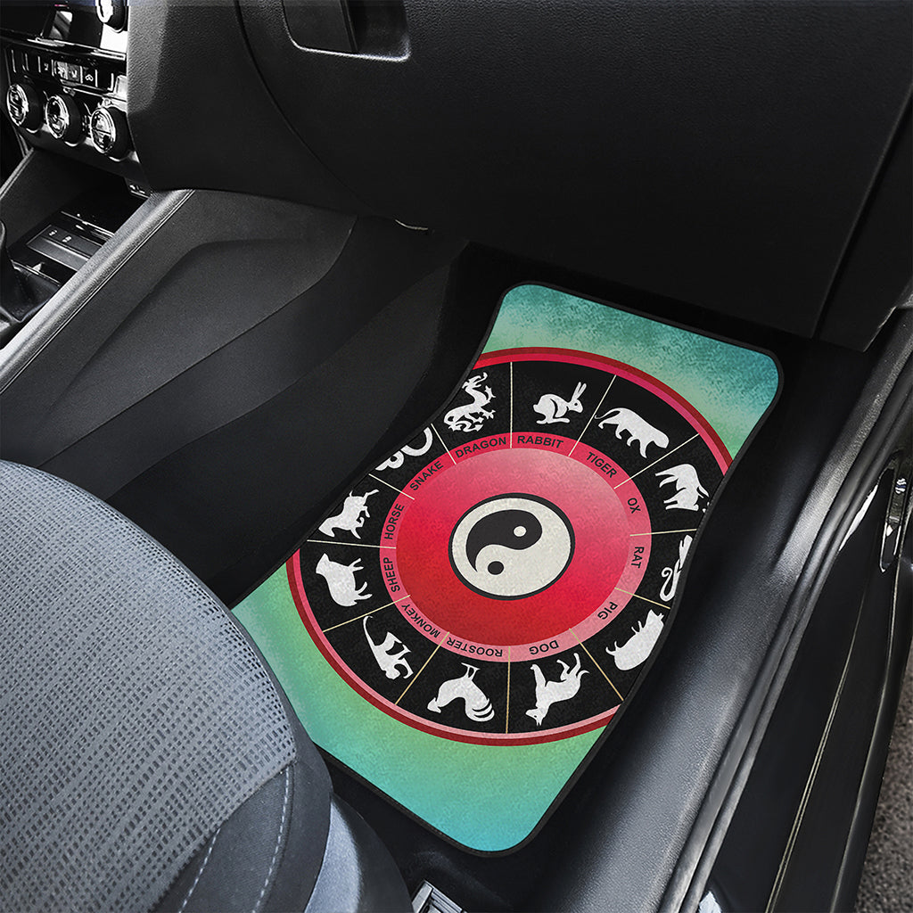 Yin Yang Chinese Zodiac Signs Print Front and Back Car Floor Mats