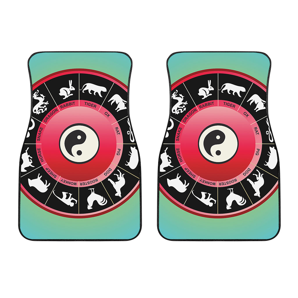 Yin Yang Chinese Zodiac Signs Print Front Car Floor Mats