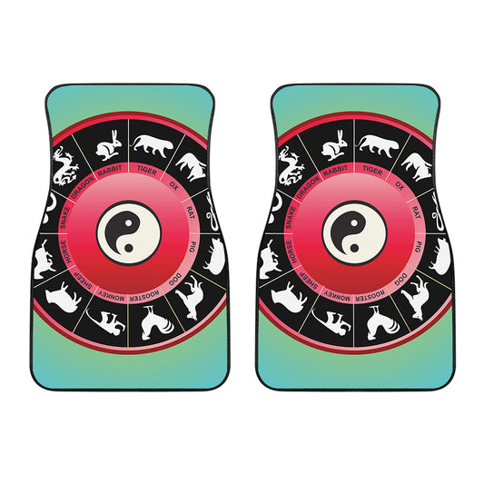 Yin Yang Chinese Zodiac Signs Print Front Car Floor Mats