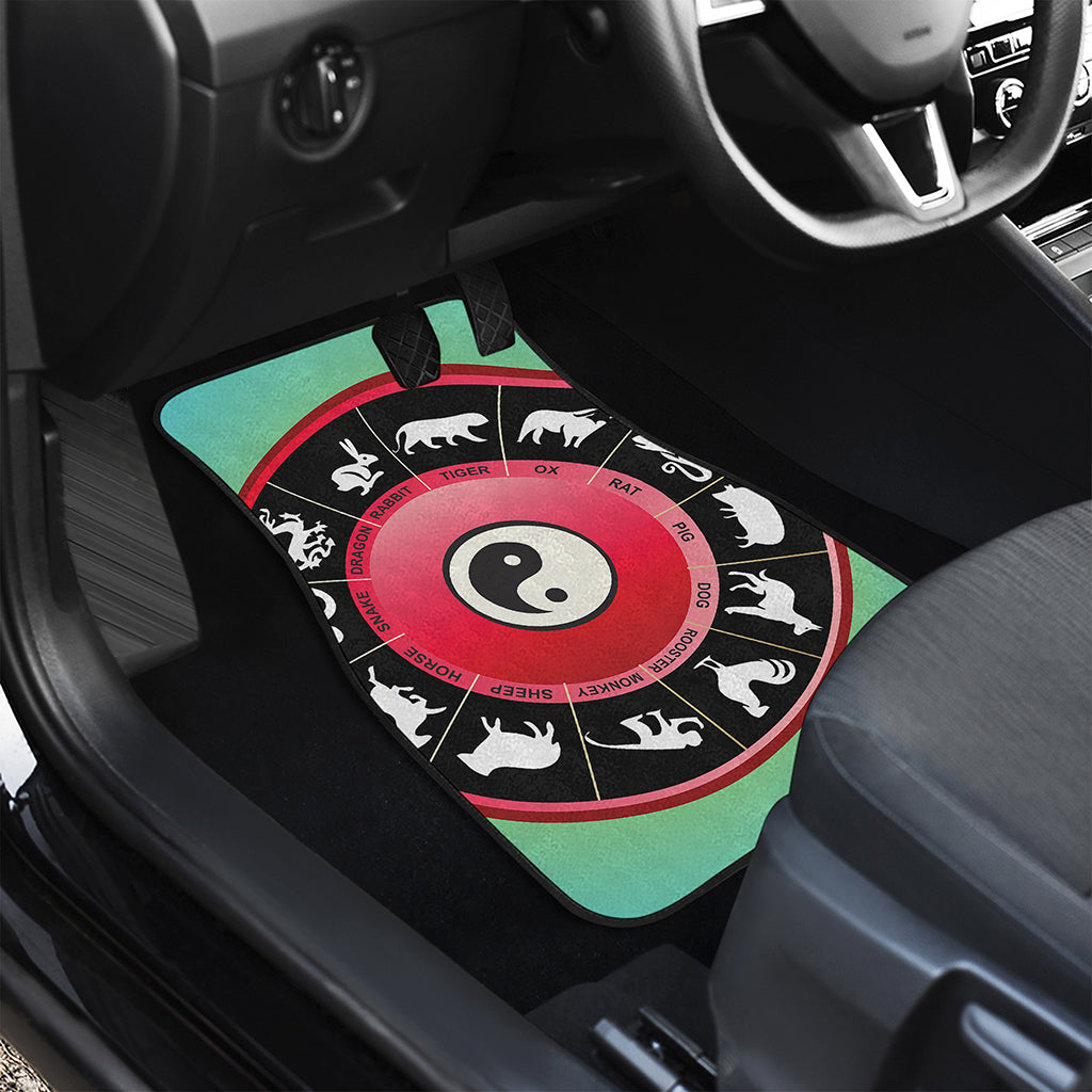 Yin Yang Chinese Zodiac Signs Print Front Car Floor Mats