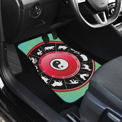 Yin Yang Chinese Zodiac Signs Print Front Car Floor Mats