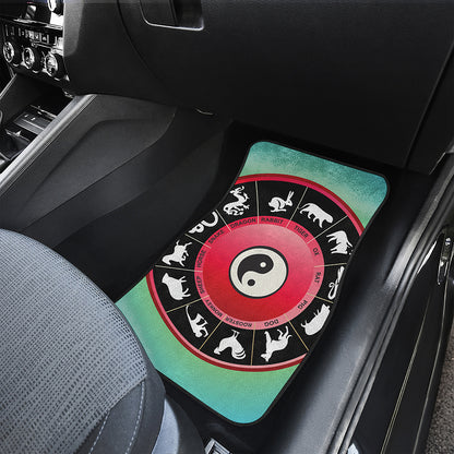 Yin Yang Chinese Zodiac Signs Print Front Car Floor Mats