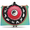 Yin Yang Chinese Zodiac Signs Print Hooded Blanket